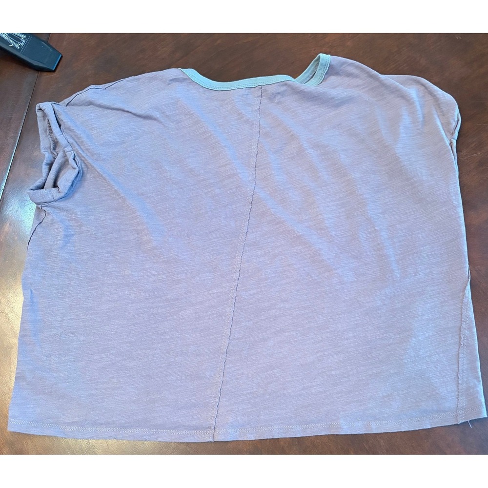 Boutique Cotton Slub‎ Boxy Crop T-Shirt Grey Tee Exposed Seam S17393 Small